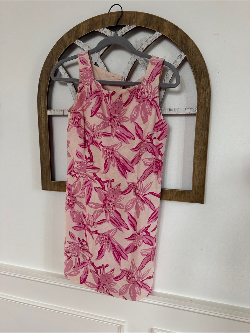 Sleeveless Pink Floral Shift Dress - vintage
